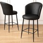 Hanah Home Uras - Juego de 2 Taburetes de Bar Negros